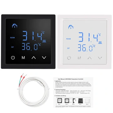 Intelligent Thermostat 16A Floor Heating Temperature Controller with LED Touch Screen 85-265V Electric Heating Control