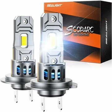 SEALIGHT S2S-H7 Pair Car Front LED Headlight Car Headlamp Hi/Low Beam Super Brightness Light Bulb 6500K Cool White