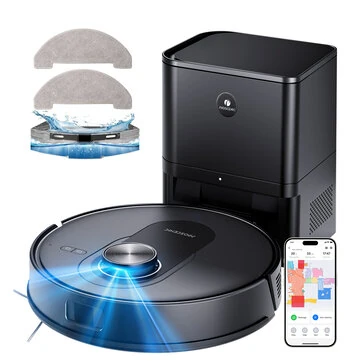 [EU Direct] Proscenic Q8 MAX+ Smart Vacuum Cleaner Robot 3-in-1 System 8000Pa Strong Suction 360° LiDAR Navigation 3L Self Emptying Station Smart Mapping Voice Control with Alexa Google Home