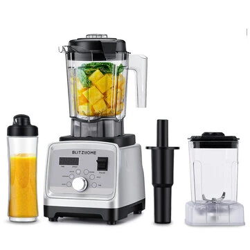 BlitzHome® BH-228C Professional 1600W Countertop Blender 6-Leaf Blade 6 Programs Smoothie & Ice Crushing Blender with 2L Jar 600ml Travel Cup 800ml Grinder Cup