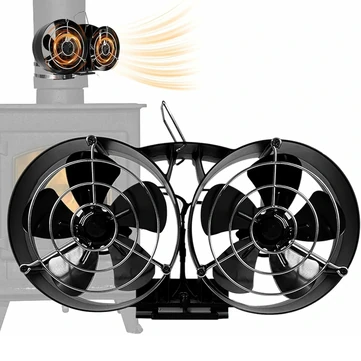 10 Blades Fireplace Fan With Cover Wall-mounted Heat Powered Stove Eco-Friendly Oven Fan Wood Burn Fan Portable Heater Efficient Heat No electricity