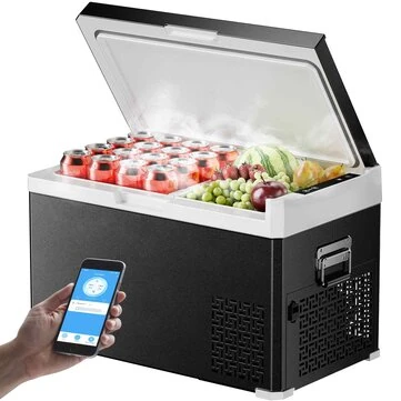 KROAK 30L 40L Car Refrigerator 12V 24V DC Portable Freezer with AC110-240V Adapter Dual Zone Cool Box Compressor for Camping