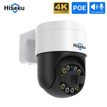 Hiseeu POE 5MP/8MP IP Video Surveillance Camera Outdoor Wireless PTZ Digital Motion Color Night Vison Two-way Audio CCTV Monitoring Camera for Home Safety