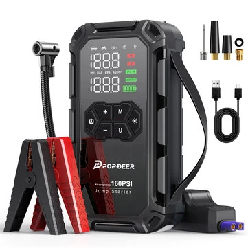 POPDEER PD-JA66 6000A Jump Starter with 160PSI Air Compressor Inflatable Pump LCD Display USB Port LED Light for All Gas / 8L Diesel Engines
