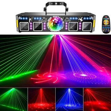 Elfeland 5-in-1 Stage Party Light DJ Disco Light with 120 Light Patterns LED Par Magic Ball, UV Blacklight & Gold Strobe for Party Festival Club Halloween