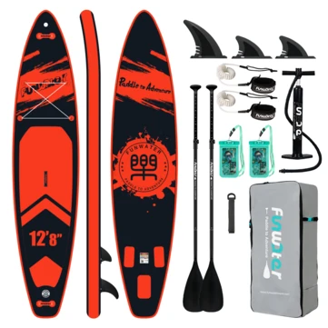 [EU Direct] FunWater 385X85X15CM Longer Wider SUP For Solo or 2+1 Family Adventure Load 230KG With 2 Sets of Paddles & Accessories, Unisex Adults Inflatable Stand Up Paddle Board Surfboard, SUPFW39A,SUPFW39B,SUPFW39C