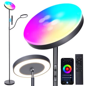 BlitzWill® BWL-FL6 36W Smart RGB Floor Lamp with Dual Heads Triple Light Zones Dimmable CCT Lighting APP & Remote Control