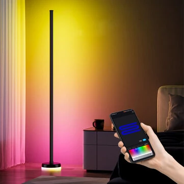 Elfeland Smart LED Floor Lamp 1400mm 12W RGBIC bluetooth App Control Music Sync 16 Million Colors Dimmable Corner Floor Light with Remote Control