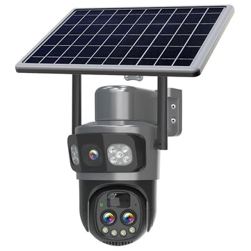 6MP Three Lens Solar Powered Zoom Camera 10x Optical Zoom PTZ Color Night Vision AI Human Detect 2-Way Audio Outdoors CCTV WiFi Camera