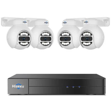 Hiseeu PK-4YHD685 5MP WiFi IP Camera with AI Human Tracking Two-Way Audio Spotlight Alarm 300° Pan 90° Tilt Weatherproof IP65 PoE Suitable for Indoor and Outdoor Surveillance EU Plug