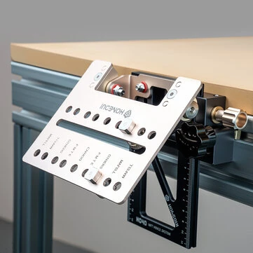 HONGDUI H040 BenchTop Quick Mount Hinge System Universal Aluminum Stainless Steel Compatible with Tracks Featuring T-Slot Precision Machined Quad Setup for Woodworking and Routing