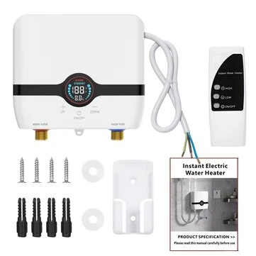 Tevorex 220V 6500W Tankless Electric Water Heater, Instant Wall-Mounted Hot Water Heater with LED Touch Screen, Remote Control & Temperature Display for Bathroom or Kitchen