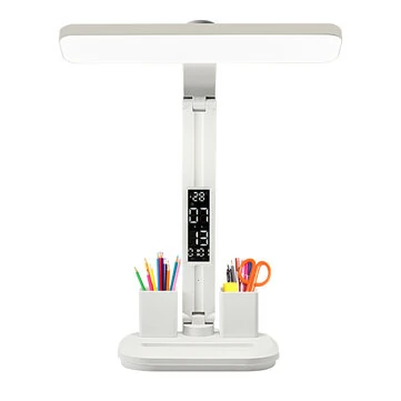 Elfeland 8W LED Desk Lamp Wide Area Reading Light with Time Temperature Display Screen 3200mAh Rechargeable Adjust Brightness & Color Temperatures Touch Control