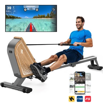 [EU Direct] Bominfit OR3WG Magnetic Rowing Machine - FSC Eco-friendly Wood Certified, 2 Ultra-quiet Flywheels, 16 Levels, 160KG Capacity & APP Connectivity, Foldable Space-Saving for Home