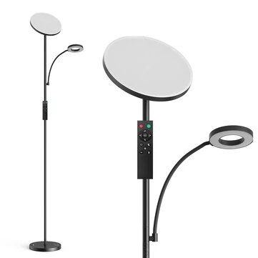 BlitzWill® BWL-FL-0001 36W Two-Head Floor Lamp With Remote Control 2700K~6500K Color Temperature 10 Levels Brightness AC100~240V