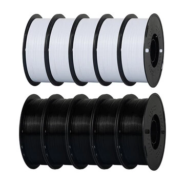 KINGROON PETG 3D Printer Filament 1.75mm 10kg Black and White High Strength Easy to Print Eco-Friendly No Bubbles Smooth Printing High Precision