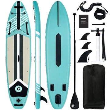 [EU Direct] WaveRite 335X81X15CM Load 150KG+ 2-people Inflatable Stand Up Paddle Board Double-layer PVC Large Capacity For Solo or 2+1 Family Adventure With Paddles & Accessories, Unisex Adults Surfboard