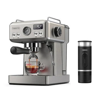 [EU Direct] HiBREW H10A Semi-Automatic Espresso Machine 20 Bar & H4E 2-in-1 Portable Coffee Machine Cordless Heating Combo