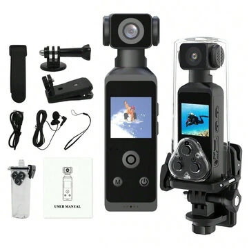 Pocket 5K HD Action Camera 270° Rotatable Wifi Mini Sports Camera with Waterproof Case for Helmet Travel Bicycle Driver Recorder