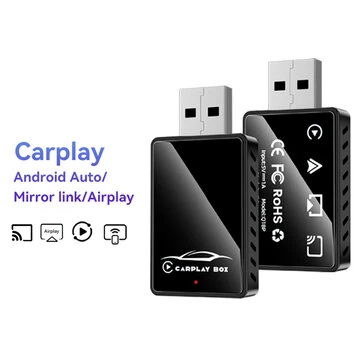 LAESD Q1BP 4-in-1 Wireless CarPlay Android Auto MirrorLink AirPIay Adapter Convert Wired to Wireless USB Plug and Play BT5.0