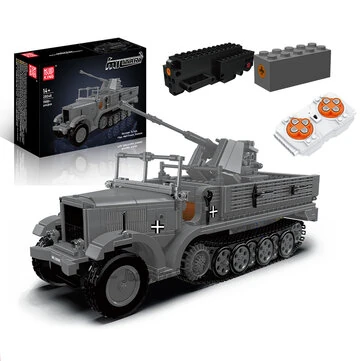 Mould King 20048 Military Series German 3.7cm Anti-Aircraft Half-Track Vehicle Model Building Block Assembly Kit 1188PCS RC Toys Boys Adult Birthday Gift