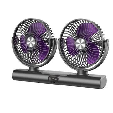 Tevorex Dual Head Wall Mounted Fan with 360° Rotation Three Speed Settings 4000mAh USB Rechargeable Battery for Home and Office