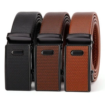 120cm Men's PU Leather Belt Casual Auto Buckle Adjustable Waistband Simple Fashion Business Male Pants Belt