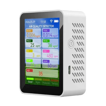 14-in-1 Tuya WiFi Air Quality Monitor HCHO TVOC CO2 Carbon Monoxide PM2.5 PM10 Temperature Humidity Portable Rechargeable Smart Sensor App Control