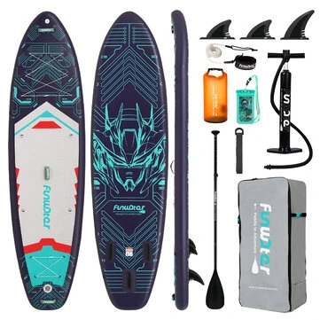 [EU Direct] FunWater 350*90*15CM Load 200KG Longer Wider SUP For Solo Adventure 2+1 Family Pets Touring Inflatable Stand Up Paddle Board Surfboard Unisex Adult Paddle Board SUPFW50A,SUPFW50B,SUPFW50C