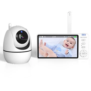 ABM501 5-Inch Baby Monitor 720P Video Camera with PTZ Two Way Audio Night Vision Temperature Sensor 300m Range VOXLullabies Home Baby Surveillance Set