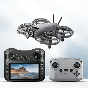 PJC D26 WiFi FPV with 4.3inch LCD Screen Controller HD Dual Camera Electrically Adjustable Optical Flow Hover Full Coverage Circle Protection 2.4G 4CH 6-Axis Remote Control Toys RC Drone Quadcopter RTF