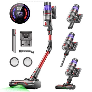 [EU Direct]Ultenic U16 Flex Cordless Vacuum Cleaner, 550W/50Kpa, 60Mins Runtime, 180°Bendable Wand Stick Vacuum Cordless with Charging Dock, Handheld Vacuum for Pet Hair/Carpet/Floor/Car