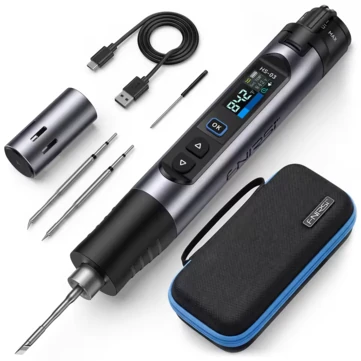 FNIRSI HS-03 Cordless Upgraded Soldering Iron 10W 100-450°C Swappable 2600mAh Battery Type-C 0.96