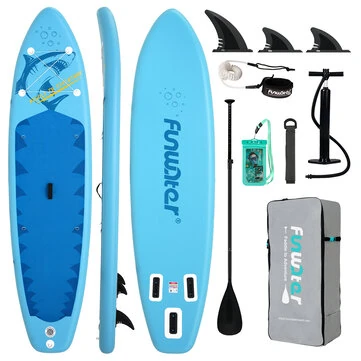 [EU Direct] FunWater 335*84*15CM Load 165KG+ Inflatable Stand Up Paddle Board For Solo Adventure 2+1 Family Touring 3 Fins Extra Wide Stable Unisex Adult Surfboard Paddleboard SUPFW58A,SUPFW58B,SUPFW58C