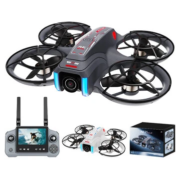 SHRC AE21 WiFi FPV with 4.3inch LCD Screen Controller HD Dual Camera Electrically Adjustable Optical Flow Hover Automatic Obstacle Avoidance Circle Protection Brushless 2.4G 4CH 6-Axis Remote Control Toys RC Drone Quadcopter RTF