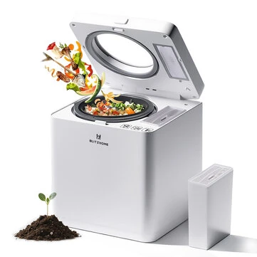 [EU Direct] BlitzHome® HQD-260-Plus Compact Kitchen Waste Composter 2.5L with Visible & Odor-Free Design 3 Modes Quiet Operation Rapid Food Waste to Fertilizer Conversion