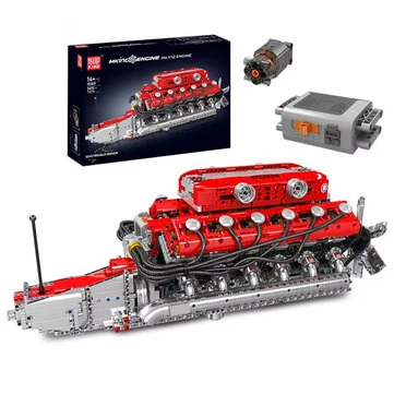 Mould King 10169 Motorized V12 Engine Building Blocks Assembly Toy Electric Motor Drive Bricks Kit 12-Cylinder Car Engine Model 3472+PCS Kids Toys Christmas Gifts