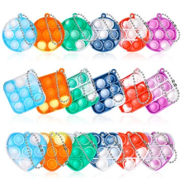 CAMTOA 12/18Pcs Mini Bubble Fidget Sensory Toys Set Pendant Gradual Change Colorful Anti-Anxiety Office Toys Funny Education Puzzle Toy