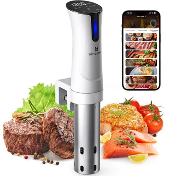 BlitzHome® SV2209 1100W Sous Vide Cooker APP Control Thermal Immersion Circulator Machine with Digital LED Display Time and Temperature Control Color White