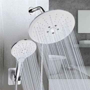 6Pcs Rainfall Shower Head Combo Setting Large Angle-adjustable Shower Set Square Round Water-saving Pressurized Top Spray