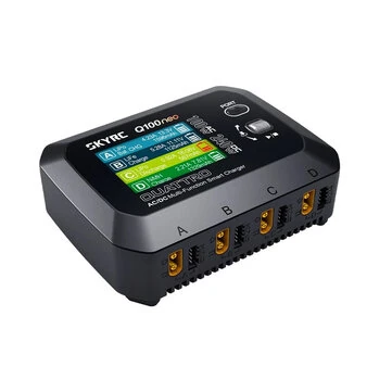 SKYRC Q100neo Quad Output AC/DC AC 100W DC 240W 2.8 inch Screen Multi-Function Smart Balance Charger for 1-4S LiPo/LiHV/LiFe/LiIon 1-8S NiMH/NiCd 3S/6S Pb Battery Charge
