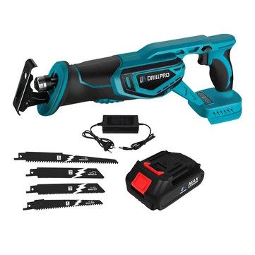 Drillpro Reciprocating Saw Brushless Motor 3000W 18V Adjustable Speed 0-3000rpm High Cutting Capacity for Wood Metal Plastic for 18V Battery