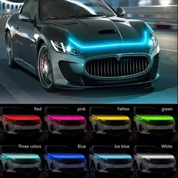 1.8m Daytime Running Lights LED Decorative Strip Car Hood Decorative Light Strip for Grill Hood Guiding Light Atmosphere Flowing Light