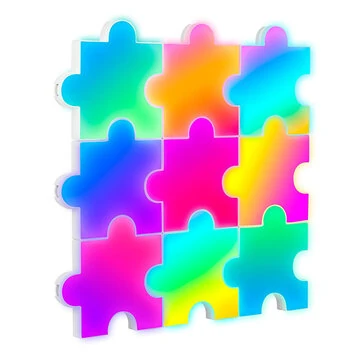 Elfeland 9Pack RGBIC Puzzle Quantum Light Panels DIY Splicing Wall Lights with Music Sync APP & Remote Control Gaming Atmosphere Lamp