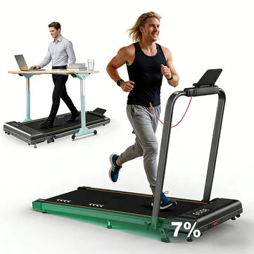 [EU Direct] Bominfit TW2 Professional Shock-Absorbing Treadmill with 7% Incline - Top Speed 12km/h, 120KG Load, 7-Layer Knee Protection, Foldable for Home and Office