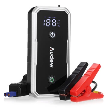 Audew KEBE-986 3000A Car Jump Starter Booster 14400mAh Large Capacity Portable Power Bank Large LCD Display Auto Emergency Jump with Starter Smart Clamps LED Lamp for 10.0L Diesel All Gas
