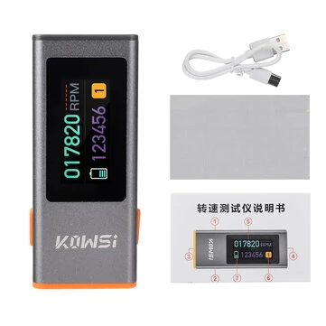KOWSI Digital Laser Tachometer Non-Contact RPM Meter 0.96 Inch TFT 300-200000 RPM Type-C 0.8s Sampling Infrared Sensor 5mW Laser Digital Stroboscope Aluminum Alloy Case