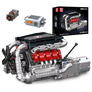 Mould King 10203 The MB Car V8 Engine Model with Gearbox Building Block Technical Car Engine Brick Set Assembly Kit 1196PCS Engine Toys Kids Christmas Gift