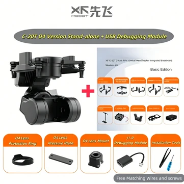 XF C-20T 3-Axis FPV Gimbal for DJI O4/ O4 Pro USB Adjustable Stabilizer with HeadTracking & High-Speed Control( Fixed-Wing/ Racing Drones)
