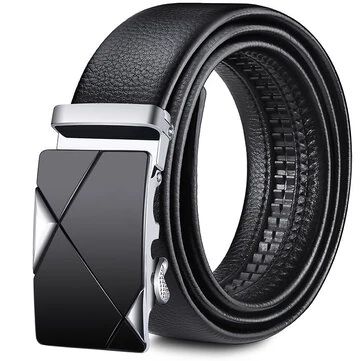 120cm Fashionable Business Casual Men's Belt Auto Metal Buckle PU Leather Adjustable Pants Waistband for Male